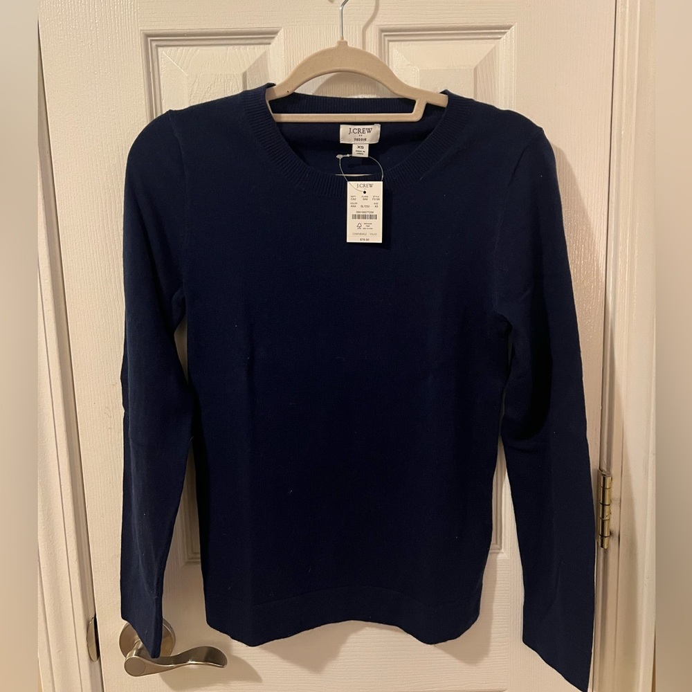 J. Crew Women's Deep Blue Crew Neck Sweater